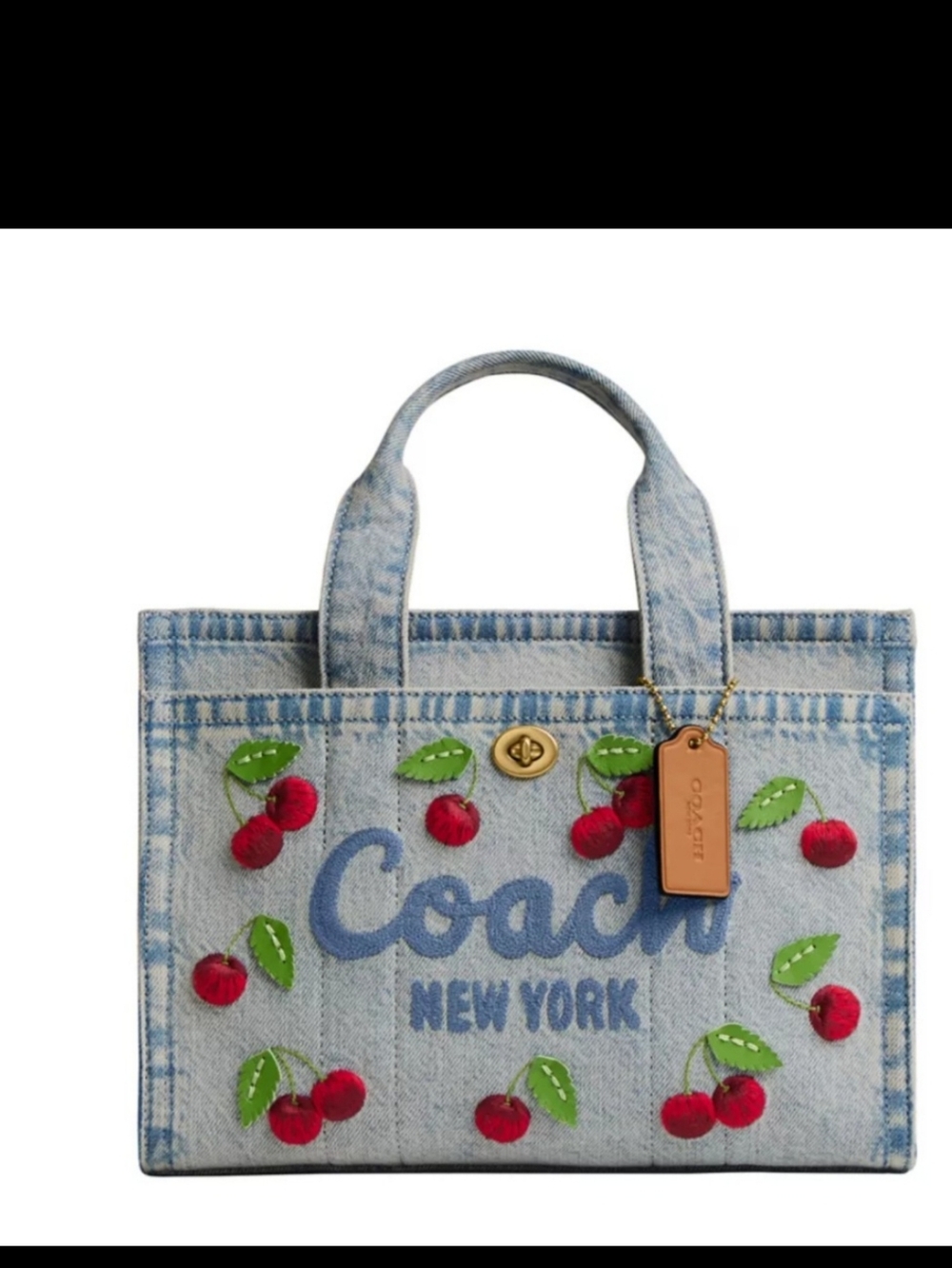 Coach Denim Cherry Tote 26 - Picture 2 of 5